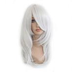 Pruik halflang steil haar in laagjes zilverwit, Verzenden, Nieuw, Pruik of Haarverlenging