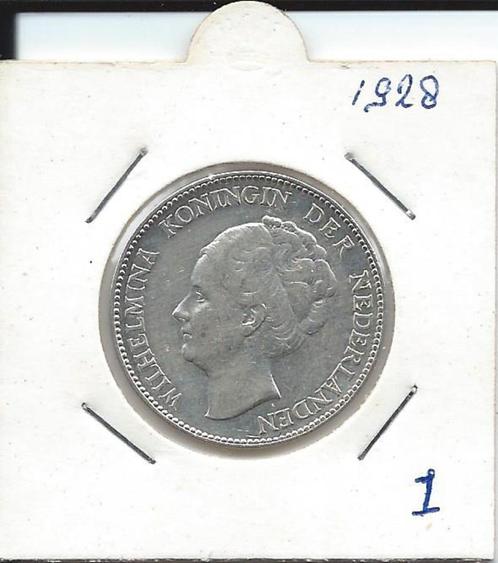 1 Gulden 1928, Postzegels en Munten, Munten | Nederland, Losse munt, 1 gulden, Koningin Wilhelmina, Zilver, Ophalen of Verzenden
