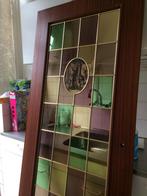 Glas in koper raam met medaillon Shilder., Doe-het-zelf en Verbouw, Glas en Ramen, Ophalen, Gevelraam of Ruit, Gebruikt, Minder dan 80 cm