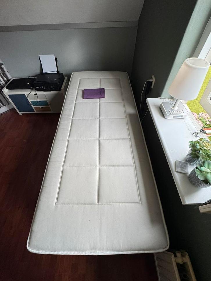 Hoog laag bed elektrisch compleet, Huis en Inrichting, Slaapkamer | Bedden, Zo goed als nieuw, Eenpersoons, 80 cm, Stof, Verstelbaar