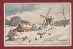 Gelukkig Nw.jaar - Molen en schuur in de sneeuw - 1953 (???), Ophalen of Verzenden, 1940 tot 1960, Gelopen, Feest(dag)