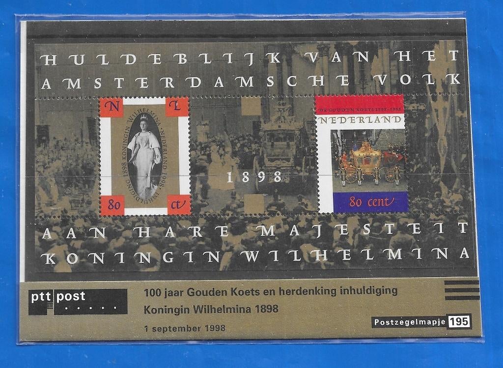 Postzegelmapje 195 100 jaar Gouden Koets - 1998, Postzegels en Munten, Postzegels | Nederland, Verzenden, Na 1940, Postfris