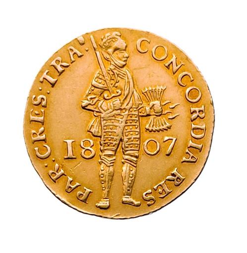 Gouden dukaat 1807 Utrecht rechte 7, Postzegels en Munten, Munten | Nederland, Losse munt, Overige waardes, Vóór koninkrijk, Goud