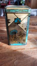 Vintage Thee Blik met Aziatische Motieven, Ophalen of Verzenden