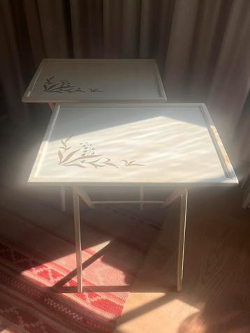 Folding vintage snack tables by Artex Green (pair of two) beschikbaar voor biedingen