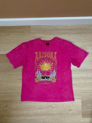 *NIEUW!* Roze, oversized shirt / top, met print, maat S beschikbaar voor biedingen