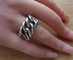 zilveren dames of heren schakel ring [363], Sieraden, Tassen en Uiterlijk, Ringen, 18 tot 19, Verzenden, Zo goed als nieuw, Dame