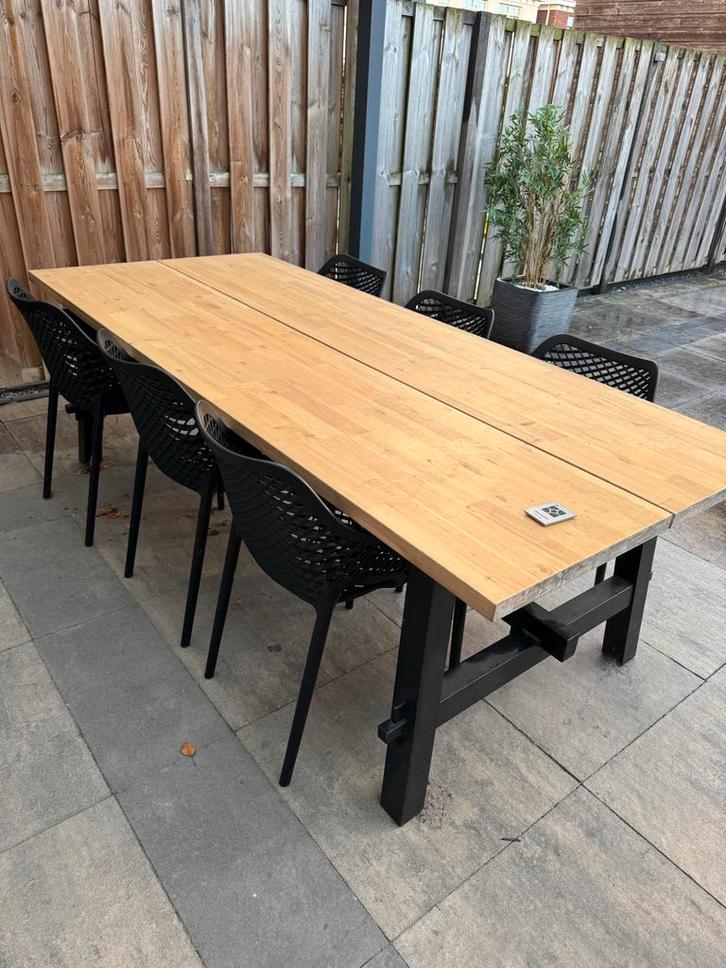 Tuin Eettafel met 6 Stoelen, Huis en Inrichting, Tafels | Eettafels, Gebruikt, 50 tot 100 cm, 200 cm of meer, Vijf personen of meer