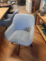 Prachtige set van 4 blauwgrijze eetkamerstoelen draaibaar, Ophalen, Zo goed als nieuw, Metaal, Vier