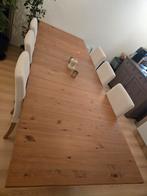 Houten Eettafel met 6 eettafelstoelen, Huis en Inrichting, Tafels | Eettafels, Teakhout, Gebruikt, 150 tot 200 cm, 200 cm of meer