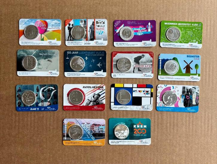 14 coincards 5 euro herdenkingsmunten, Postzegels en Munten, Munten | Nederland, Losse munt, Euro's, Koningin Beatrix, Ophalen