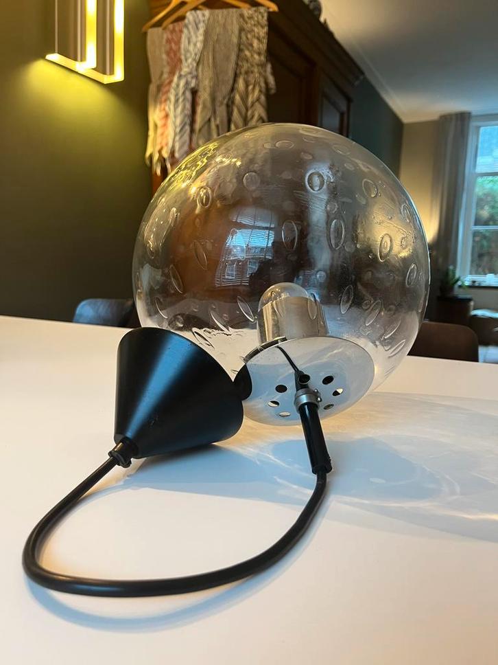 Raak Hanglamp Glazen Bol met lichtdruppels 25 cm, Huis en Inrichting, Lampen | Hanglampen, Gebruikt, Minder dan 50 cm, Glas, Ophalen