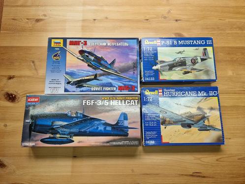 4x 1/72 WW2 jagers, Hobby en Vrije tijd, Modelbouw | Vliegtuigen en Helikopters, Zo goed als nieuw, Vliegtuig, 1:72 tot 1:144
