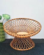Vintage rotan kuipstoeltje Rohe Noordwolde stoel riet  60/70, Ophalen, Gebruikt, Vintage ROHÉ Gebr. JONKERS rieten rotan fauteuil jaren 60