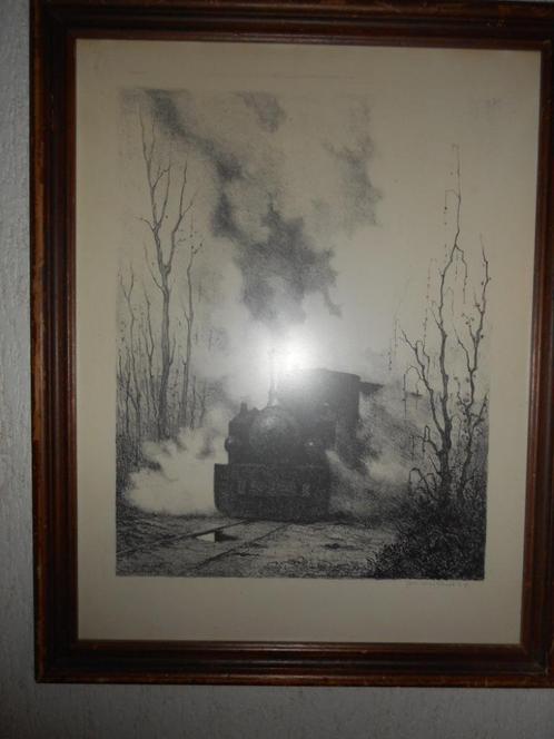 Litho stoomtreinlocomotief Geldersche Tramwegen, Verzamelen, Spoorwegen en Tramwegen, Gebruikt, Trein, Overige typen, Ophalen of Verzenden