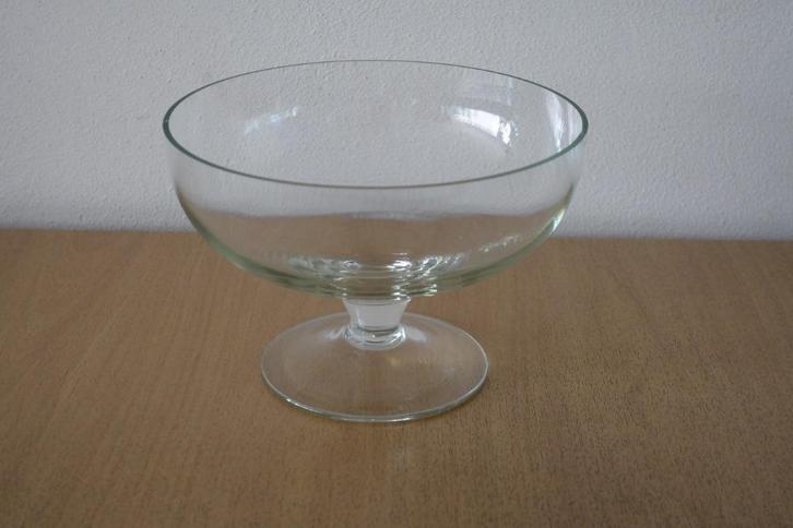 Glazen schaal op voet, Huis en Inrichting, Woonaccessoires | Schalen en Manden, Zo goed als nieuw, Schaal, Rond, Glas, Ophalen of Verzenden
