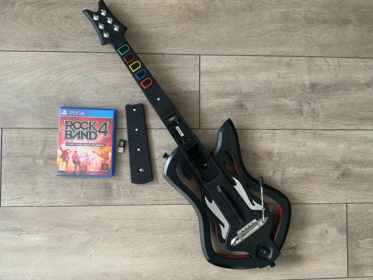Playstation 4 Rock Band + Gitaar + Dongel ( Guitar Hero PS4, Spelcomputers en Games, Games | Sony PlayStation 4, Zo goed als nieuw