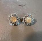 Vintage zilverkleurige bloemen boho oorbellen oorclipd clips, Ophalen of Verzenden, Gebruikt, Zilver