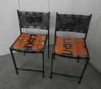 2 unieke stoelen, industrieel, gemaakt uit oliedrums, Huis en Inrichting, Ophalen, Twee, Zo goed als nieuw, Metaal