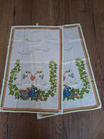 2 Brocante Theedoeken - Schattig Design, Huis en Inrichting, Keuken | Textiel, Ophalen of Verzenden, Wit