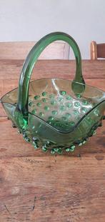 Empoli Italië bubble groen glas mandje noppenglas, Antiek en Kunst, Antiek | Glas en Kristal, Ophalen of Verzenden