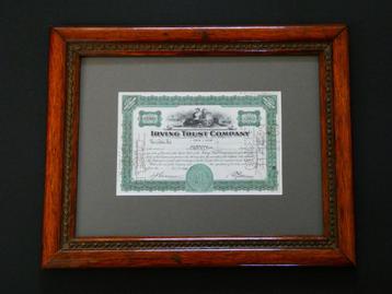 Een aandeel van Irving Trust Company 30 September 1929 beschikbaar voor biedingen