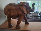 Groot Houten Olifant Beeld - Uitstekende Staat, Antiek en Kunst, Ophalen