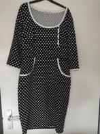 jurk,maat 40/42,nopjes,bodycon,zwart,wit,polkadot,fifties, Verzenden, Zwart, Maat 42/44 (L), Zo goed als nieuw