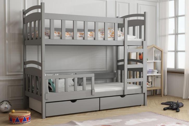 Stapelbed LEO 2 person, matrassen 160/180/200x90 grijs kleur, Kinderen en Baby's, Kinderkamer | Stapelbedden en Hoogslapers, Nieuw