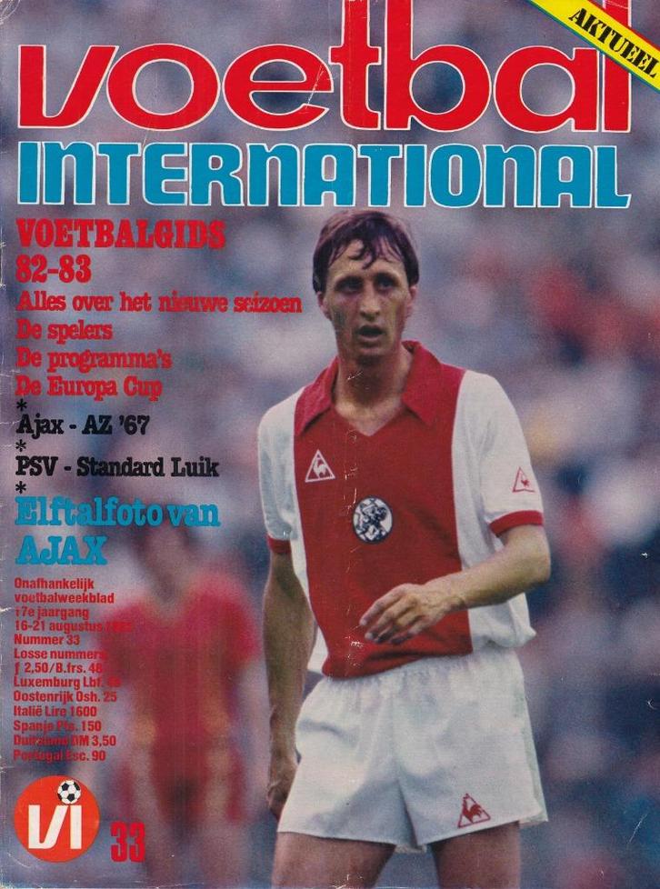 Voetbal International - 1982 - Johan Cruijff - Voetbalgids, Verzamelen, Tijdschriften, Kranten en Knipsels, Tijdschrift, Nederland