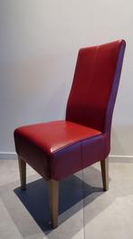 Vier leren rode eettafel stoelen., Huis en Inrichting, Ophalen, Hout, Zo goed als nieuw, Vier