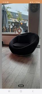 Ronde draaibare fauteuil..zwart velvet groot model, Huis en Inrichting, Fauteuils, Ophalen, Zo goed als nieuw, Stof, 50 tot 75 cm
