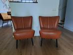 Twee cognac bruin leren stoelen/fauteuils, Huis en Inrichting, Stoelen, Ophalen, Zo goed als nieuw, Bruin, Twee