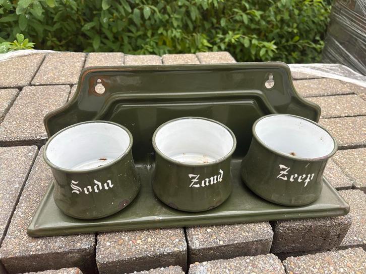 Authentieke Zand Soda Zeep Bakjes - Vintage Keuken, Huis en Inrichting, Woonaccessoires | Kandelaars en Kaarsen, Gebruikt, Minder dan 25 cm