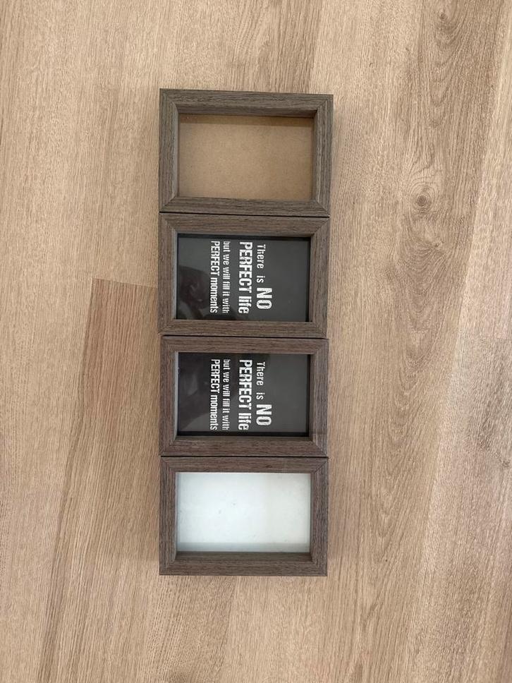 4 Fotolijstjes Hout - Perfecte Momenten, Huis en Inrichting, Woonaccessoires | Lijsten, Nieuw, Minder dan 50 cm, Hout, Ophalen of Verzenden