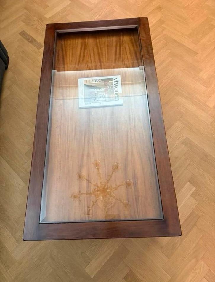 Salontafel Lotus met Glazen Plaat, Huis en Inrichting, Tafels | Salontafels, Zo goed als nieuw, Minder dan 50 cm, 50 tot 100 cm