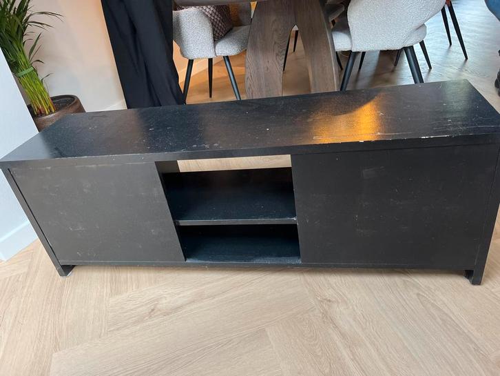 Zwarte TV meubel, Huis en Inrichting, Kasten | Televisiemeubels, Gebruikt, Minder dan 100 cm, 100 tot 150 cm, 25 tot 50 cm, Overige houtsoorten