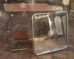 Vintage bijzettafel + spiegel – chroom & hout, Bauhaus-stijl, Ophalen, Overige materialen, Gebruikt, Bauhaus
