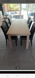 Massief eiken eetkamer set, Ophalen, 4 tot 6 stoelen