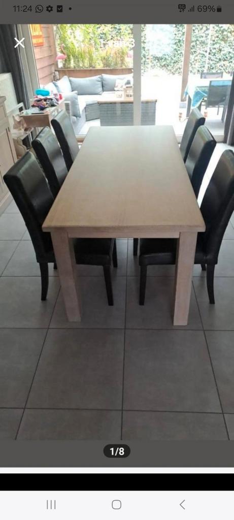 Massief eiken eetkamer set, Huis en Inrichting, Complete eetkamers, 4 tot 6 stoelen, Ophalen