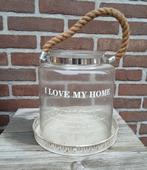 Decoratieve glazen stolp met touw handvat- i love my home, Huis en Inrichting, Woonaccessoires | Stolpen, Ophalen of Verzenden