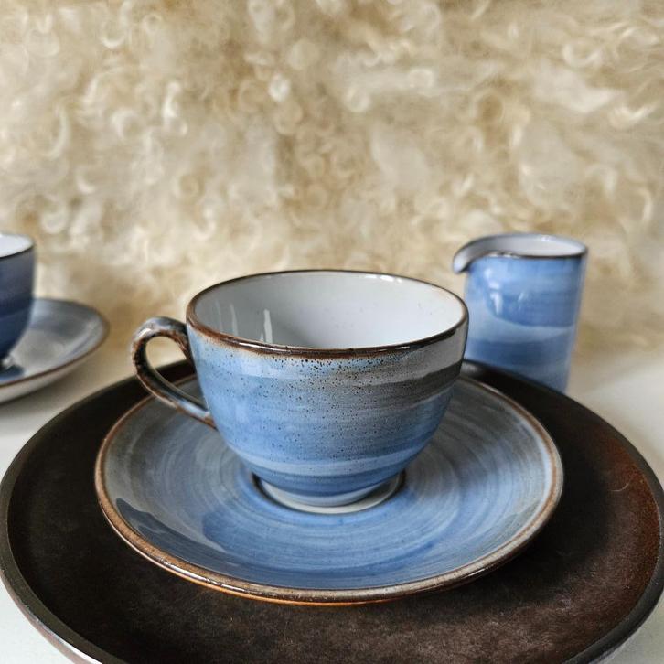 Ambacht Volendam kop en schotel blauw | per stuk, Huis en Inrichting, Keuken | Servies, Zo goed als nieuw, Kop(pen) en/of Schotel(s)