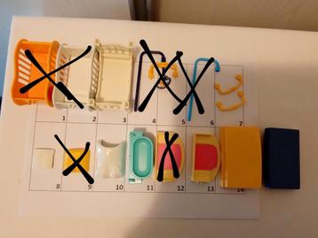 Playmobil onderdelen slaapkamer, bed, deken, commode, mobile beschikbaar voor biedingen