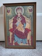 Maria met Jezus, borduurwerk ingelijst, Antiek en Kunst, Kunst | Schilderijen | Klassiek, Ophalen of Verzenden