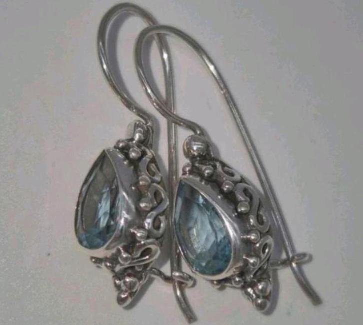 Zilveren oorbellen met topaas, Sieraden, Tassen en Uiterlijk, Oorbellen, Zo goed als nieuw, Zilver, Zilver, Verzenden