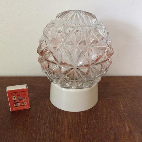 Klein roze gloed glazen stekellampje schroefkogel zee-egel, Huis en Inrichting, Lampen | Plafondlampen, Zo goed als nieuw, Glas