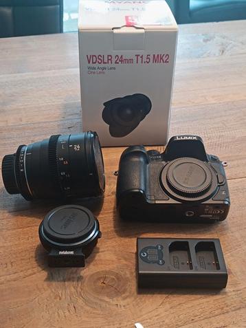 Lumix GH4 set met Samyang 24mm, Metabones & lader beschikbaar voor biedingen