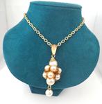 Vintage collier met parelhanger, Verzenden, Zo goed als nieuw, Goud, Overige materialen