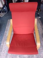 Rode IKEA fauteuil, Huis en Inrichting, Fauteuils, Ophalen, Gebruikt, Minder dan 75 cm, Hout