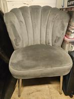 Grijze Velvet Schelp Stoelen 4 stuks, Ophalen of Verzenden, Zo goed als nieuw, Vier, Stof